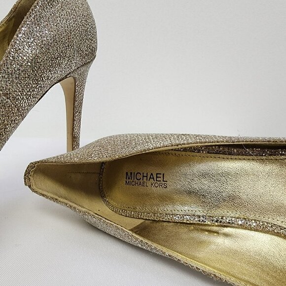 Michael Kors Platform Pumps Gold Shimmer 8.5 - Picture 7 of 8